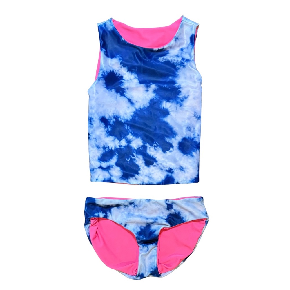 Gap Girls Pink and Blue reversible tie dye tankini size XS excellent condition
